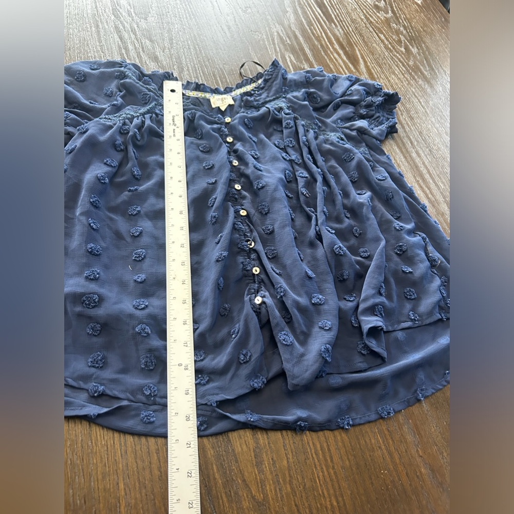 Umgee blouse navy coastal nautical boho chic lightweight preppy - Picture 9 of 10